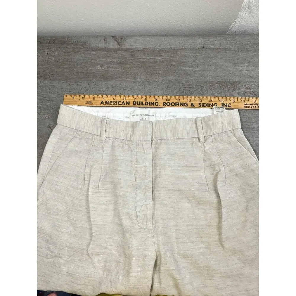 Aritzia Wilfred The Effortless Pant Linen Oatmeal High Waisted Wide Leg 14